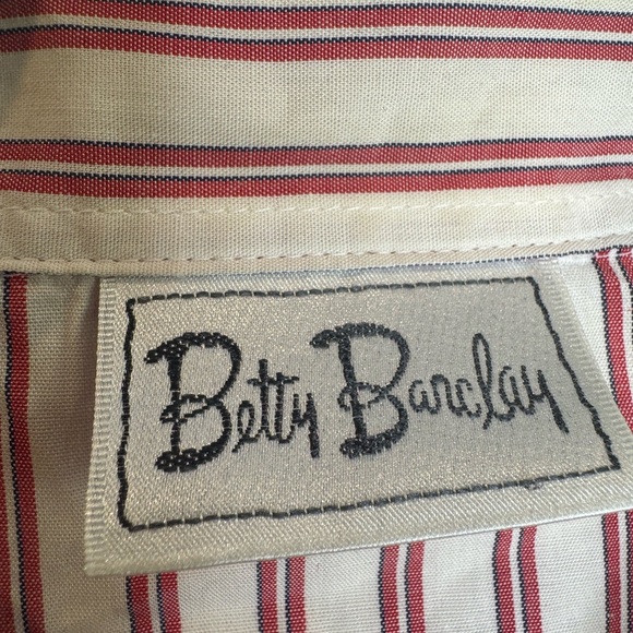 Vintage Betty Barclay Red White Striped hat embroidery Button-Up Shirt size 12 - Picture 3 of 12